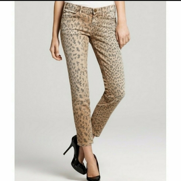 Current Elliott The Stiletto Camel Leopard Animal Print Ankle Skinny Jean sze 25 - Picture 1 of 11